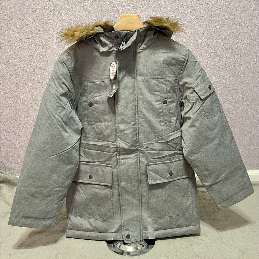 Kids Parka Jacket with Faux Fur Hood